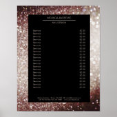 Elegant Glitter Silber Braun Preisliste Poster (Voorkant)