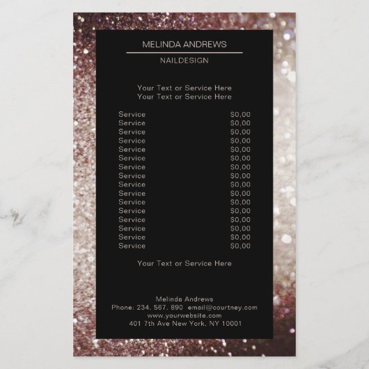 Elegant Glitter Silber Rost Flyer (Achterkant)