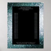 Elegant glitter Silver Blauwe Prijslijst poster (Voorkant)