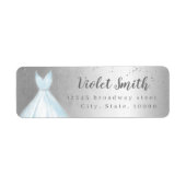 Elegant glitter Silver Blue-adres retouradres Etiket (Voorkant)