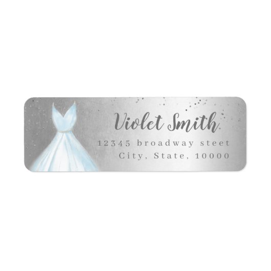 Elegant glitter Silver Blue-adres retouradres Etiket (Voorkant)