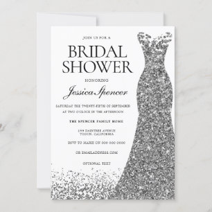 Elegant Glitter Silver Dress Vrijgezellenfeest nod Kaart