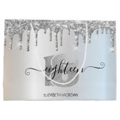 Elegant Glitter Silver Drips 18e verjaardag Groot Cadeauzakje (Achterkant)