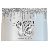 Elegant Glitter Silver Drips Sweet 16 Groot Cadeauzakje (Voorkant)