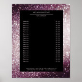 Elegant Glitter Silver Paars Price List Poster (Voorkant)