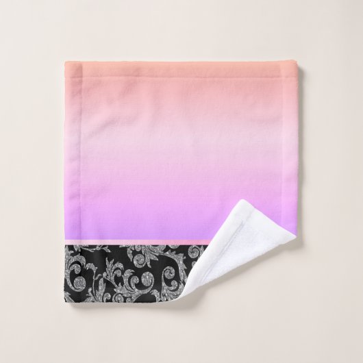 Elegant Glitter Silver Swirls Ombre Bad Handdoek (Wasdoekje)