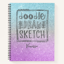 Elegant Glitter Sketchbook Paars Blue Notitieboek
