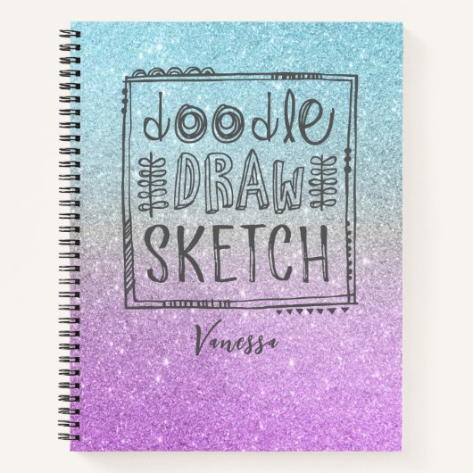 Elegant Glitter Sketchbook Paars Blue Notitieboek (Voorkant)
