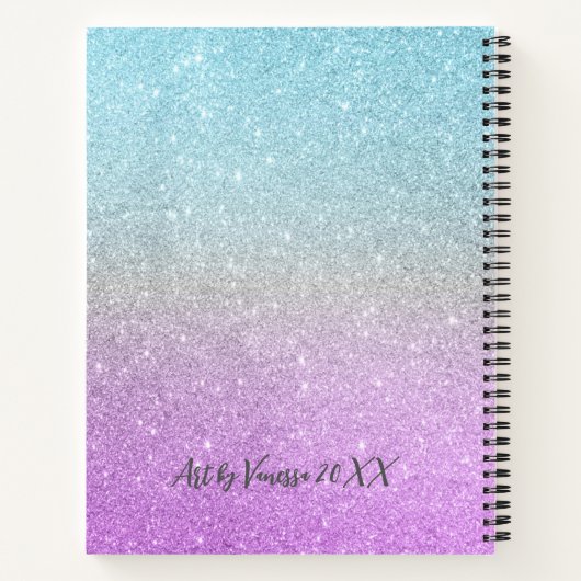 Elegant Glitter Sketchbook Paars Blue Notitieboek (Achterkant)