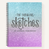 Elegant Glitter Sketchbook Paars Blue Notitieboek (Voorkant)