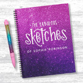 Elegant Glitter Sketchbook Paars Pink Notitieboek