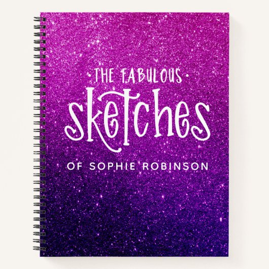 Elegant Glitter Sketchbook Paars Pink Notitieboek (Voorkant)