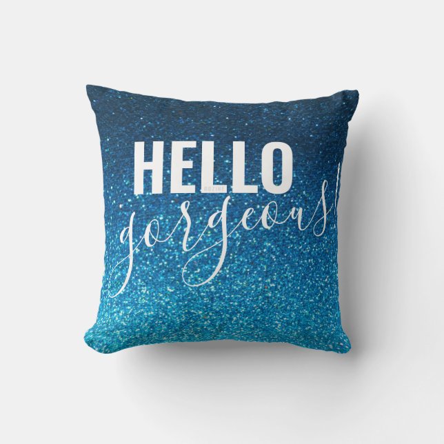 Elegant Glitter Sparkle Chic Hallo Prachtige Quote Kussen (Voorkant)