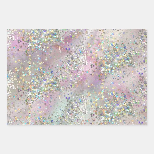 Elegant glitter Sparkle Confetti Modern Roze Inpakpapier Vel (Voorkant 3)