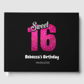 Elegant Glitter Sparkle Sweet 16 Verjaardag Gastenboek (Voorkant)