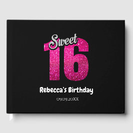 Elegant Glitter Sparkle Sweet 16 Verjaardag Gastenboek