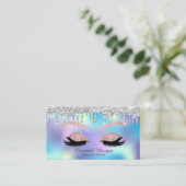 Elegant Glitter steekt faux Lashes Blue Holographi Visitekaartje (Staand voorkant)