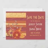 Elegant  Glitter Stylish Boho Floral Wedding Save The Date (Voorkant)