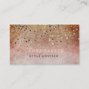 Elegant Glitter Subtle Pink Oranje Faux Confetti Visitekaartje