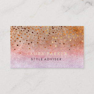 Elegant Glitter Subtle Pink Oranje Faux Confetti Visitekaartje