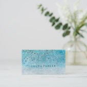 Elegant Glitter Subtle Sky Blue Faux Confetti Visitekaartje (Staand voorkant)