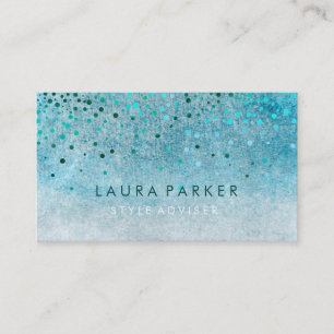 Elegant Glitter Subtle Sky Blue Faux Confetti Visitekaartje