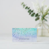 Elegant Glitter Subtle Sky Blue Faux Confetti Visitekaartje (Staand voorkant)