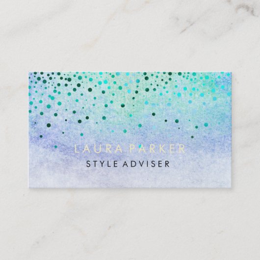 Elegant Glitter Subtle Sky Blue Faux Confetti Visitekaartje (Voorkant)