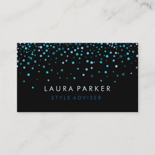Elegant Glitter Subtle Zee Blue Faux Background Visitekaartje (Voorkant)