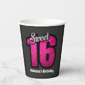 Elegant Glitter Sweet 16 Birthday Specialized Papieren Bekers (Voorkant)