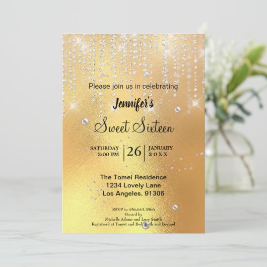 Elegant glitter Sweet Sixteen Kaart (Staand voorkant)