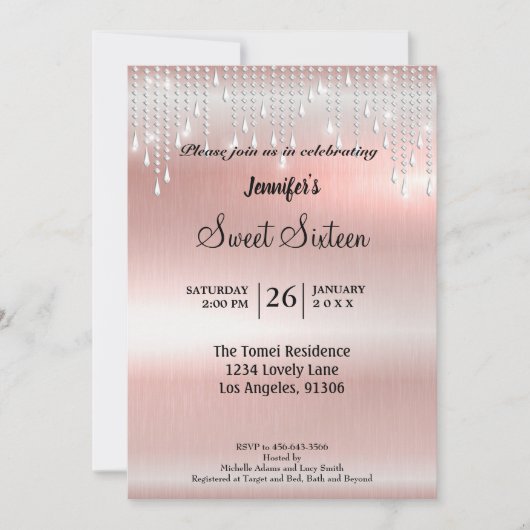 Elegant glitter Sweet Sixteen Kaart (Voorkant)