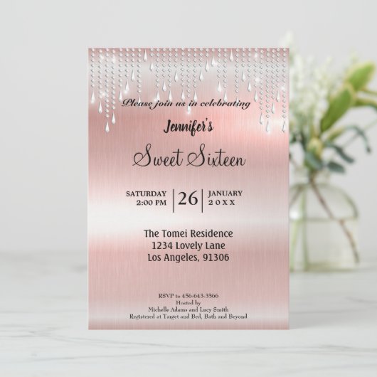 Elegant glitter Sweet Sixteen Kaart (Staand voorkant)