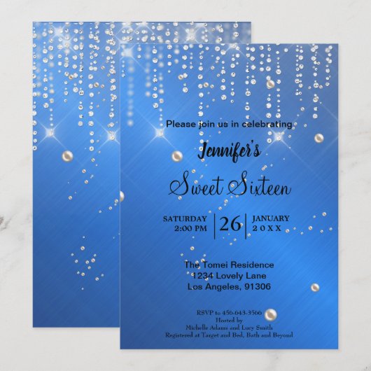 Elegant glitter Sweet Sixteen Kaart (Voorkant / Achterkant)