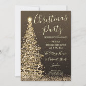 Elegant Glitter Tree Gold-kerstfeest Kaart (Voorkant)