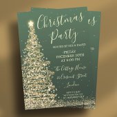 Elegant Glitter Tree Green Kerstparty Kaart