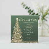 Elegant Glitter Tree Green Kerstparty Kaart (Staand voorkant)