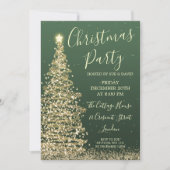 Elegant Glitter Tree Green Kerstparty Kaart (Voorkant)