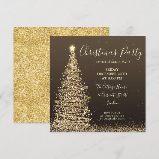 Elegant Glitter Tree-kerstfeest Kaart (Voorkant / Achterkant)