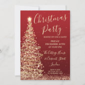 Elegant Glitter Tree Red Kerstparty Kaart (Voorkant)