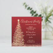 Elegant Glitter Tree Red Kerstparty Kaart (Staand voorkant)