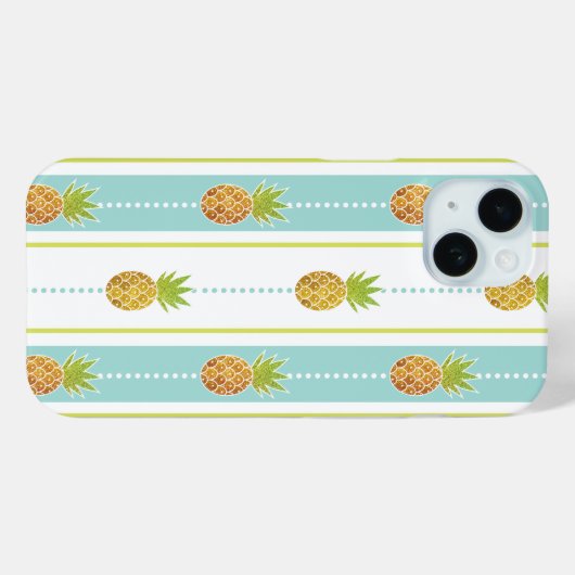 Elegant Glitter Tropical Pineapple Stripes Pattern Case-Mate iPhone Case (Achterkant (horizontaal))