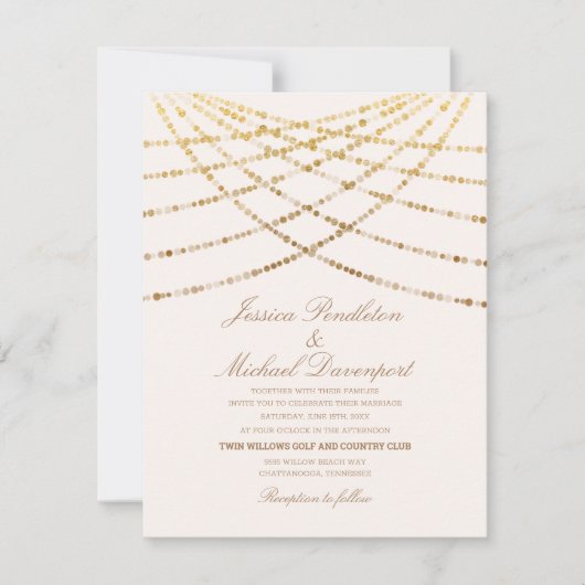 Elegant Glitter Twinkle Lights Cream White Wedding Kaart (Voorkant)