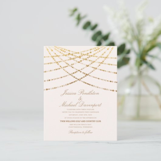 Elegant Glitter Twinkle Lights Cream White Wedding Kaart (Staand voorkant)