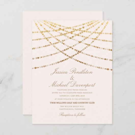 Elegant Glitter Twinkle Lights Cream White Wedding Kaart (Voorkant / Achterkant)