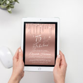 Elegant Glitter Virtueel 75ste Verjaardagsfeestje  Kaart