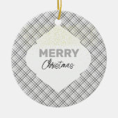 Elegant glitter Vrolijk Kerstfeest Grijs Grijs Wit Keramisch Ornament (Voorkant)