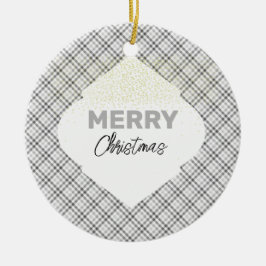 Elegant glitter Vrolijk Kerstfeest Grijs Grijs Wit Keramisch Ornament