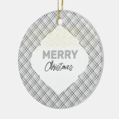 Elegant glitter Vrolijk Kerstfeest Grijs Grijs Wit Keramisch Ornament (Links)