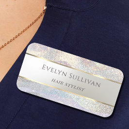 Elegant glitter waterverf golft name tag